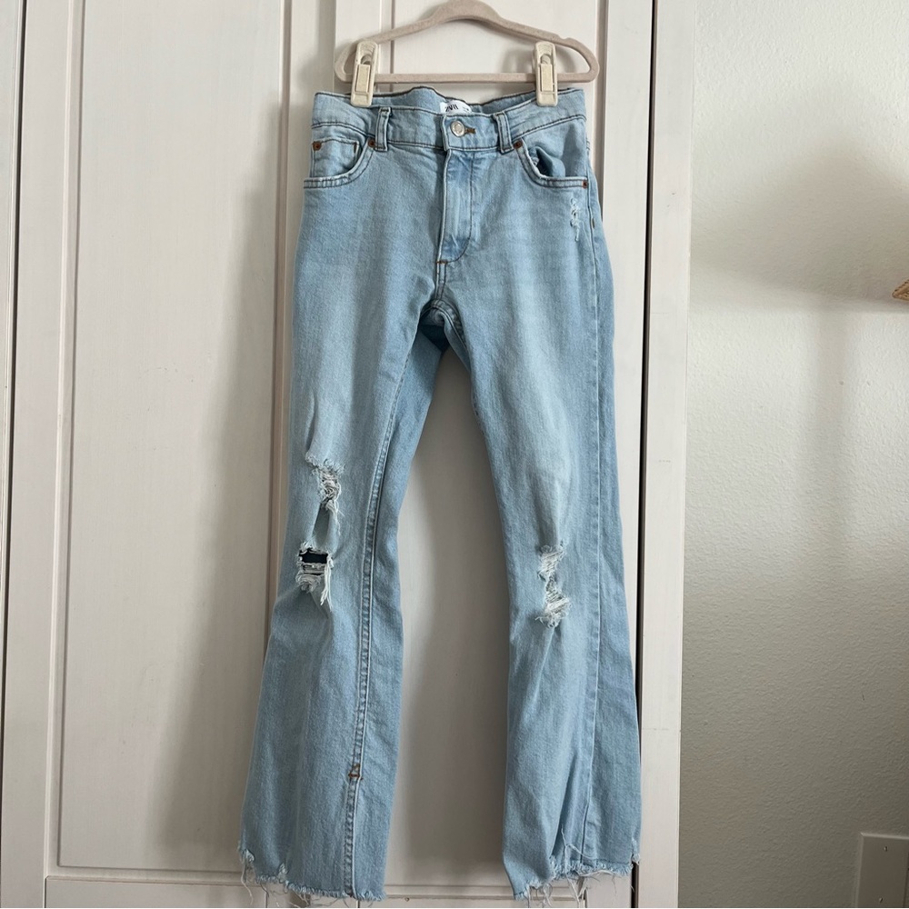 Zara Kids Girls (VGUC) Split Hem Wide Flare Leg Jeans